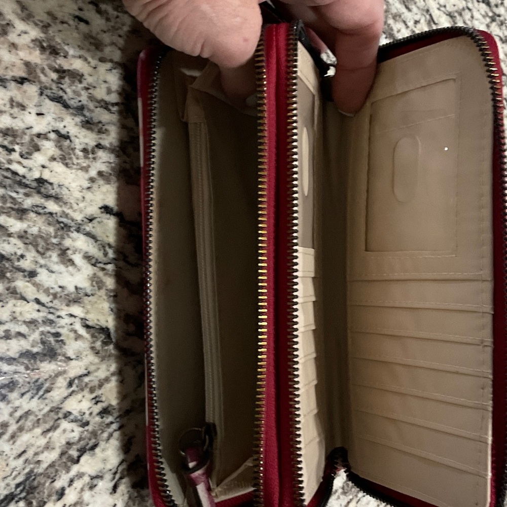 Elegant Red and Cream Women's Wallet